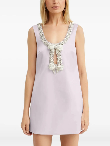  Self-portrait Crystal-embellished Bow Mini Dress - Pink 