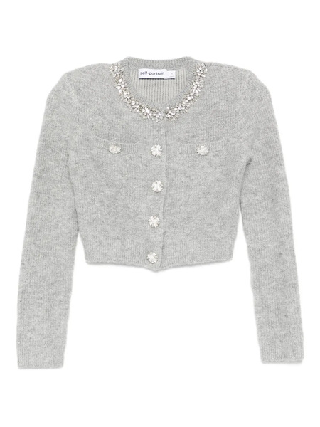  Self-portrait Crystal-embellished Cardigan - Grey 