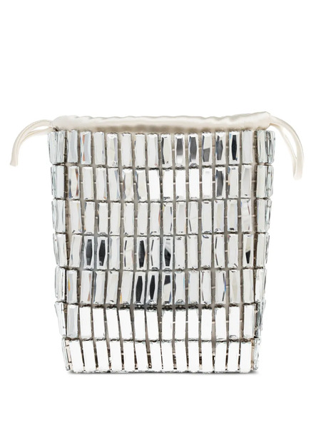  Self-portrait Crystal-embellished Drawstring Tote Bag - Silver 