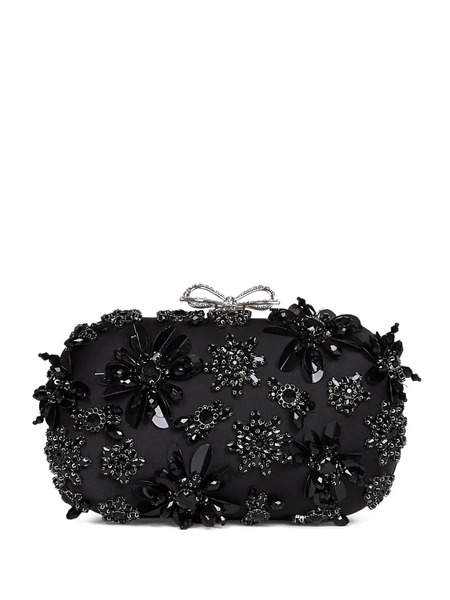  Self-portrait Crystal-embellished Floral Clutch Bag - Black 