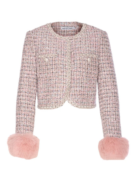  Self-portrait Crystal-embellished Tweed Jacket - Pink 