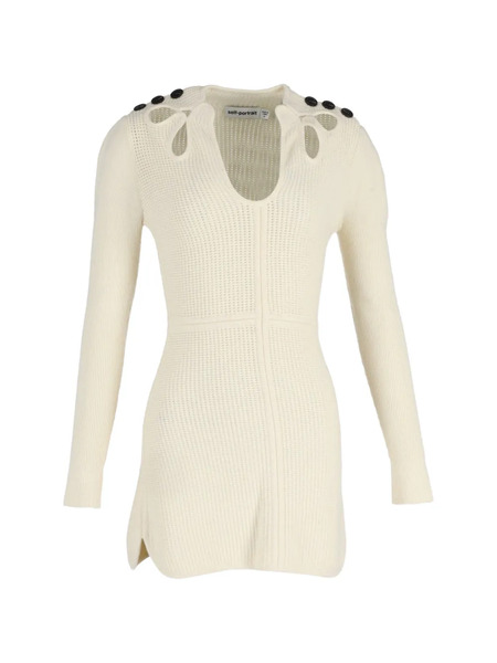  Self-portrait Cut-out-detail Ribbed Mini Dress - Neutrals 