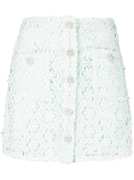  Self-portrait Daisy Lace-detail Miniskirt - Green 