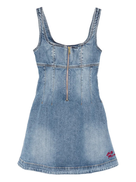  Self-portrait Denim Zip Mini Dress - Blue 