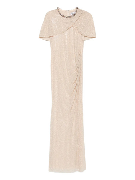  Self-portrait Embellished Draped Maxi Dress - Neutrals 