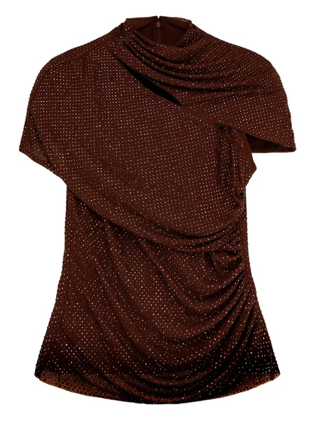  Self-portrait Embellished Draped Top - Brown 