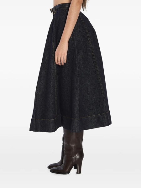  Self-portrait Flared Belt Midi Skirt - Blue 