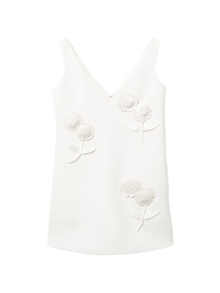  Self-portrait Floral-embellished Mini Dress - White 