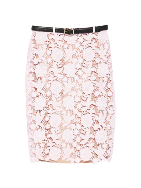  Self-portrait Floral Lace Midi Skirt - Pink 