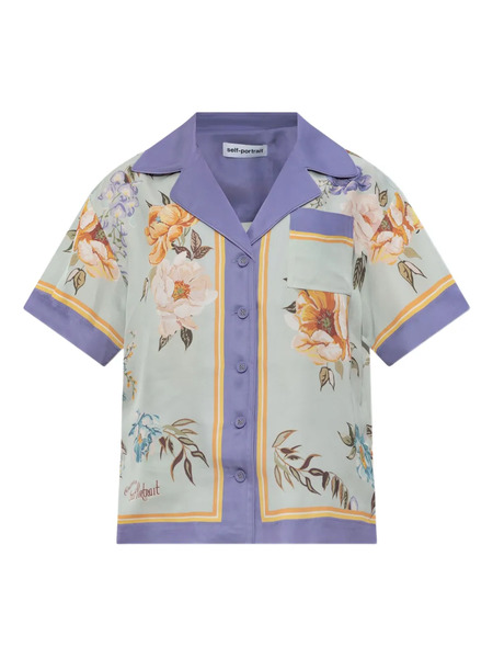  Self-portrait Floral-print Shirt - Blue 