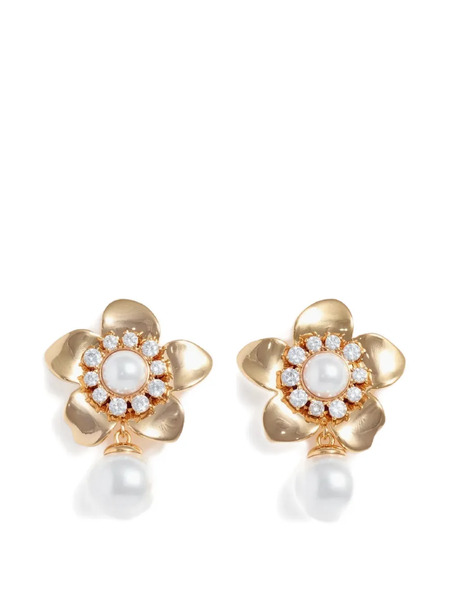  Self-portrait Flower Pearl Earrings - Gold 