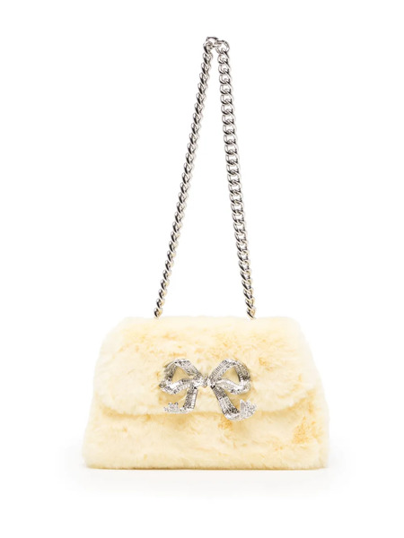  Self-portrait Fluffy Bow Shoulder Bag - Yellow 
