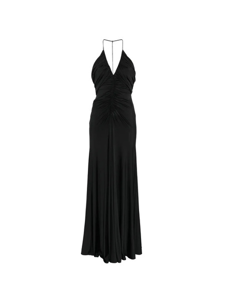  Self-portrait Halter Ruched Maxi Dress - Black 