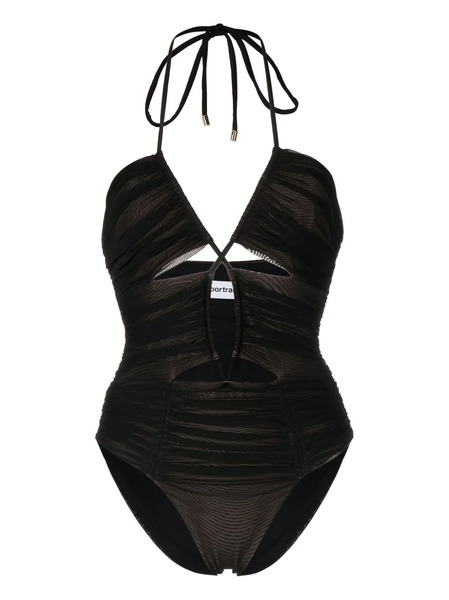  Self-portrait Halterneck Cut-out Swimsuit - Black 