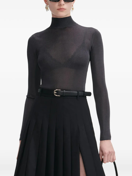  Self-portrait High-neck Long-sleeve Top - Black 