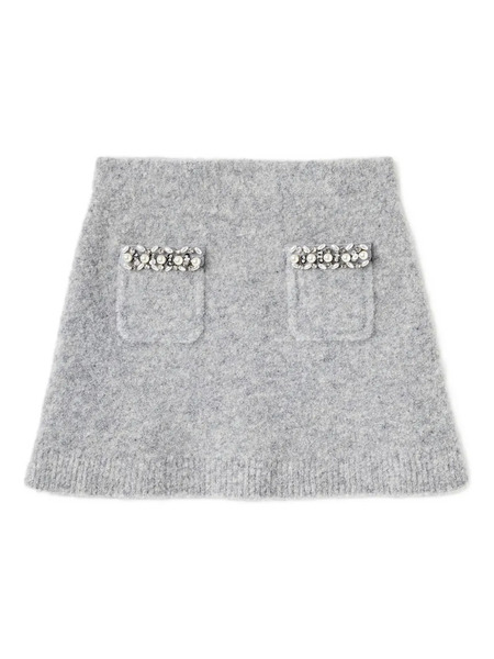  Self-portrait Kids Embellished-pocket Skirt - Grey 