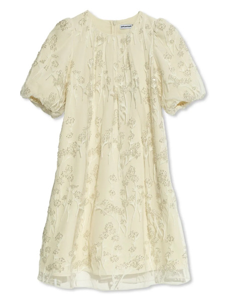  Self-portrait Kids Embroidered Dress - Neutrals 