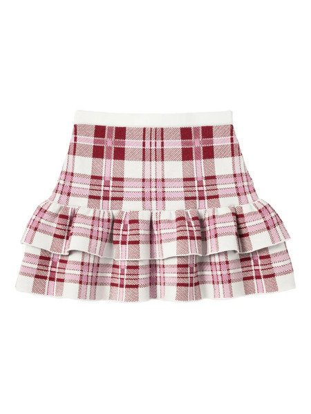  Self-portrait Kids Plaid Ruffled Skirt - Red 