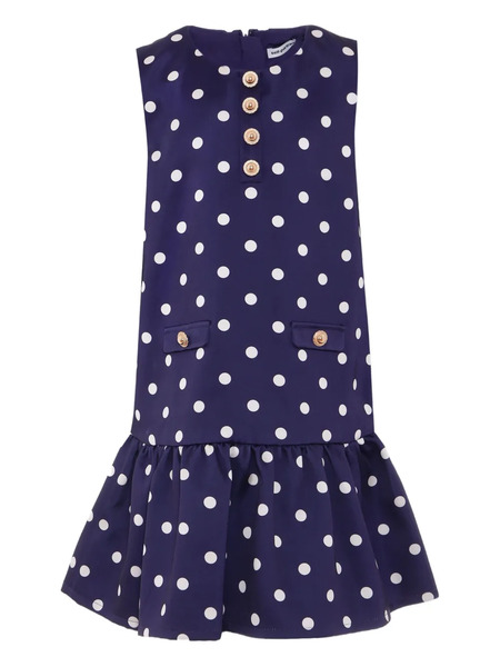  Self-portrait Kids Polka-dot Button Dress - Blue 