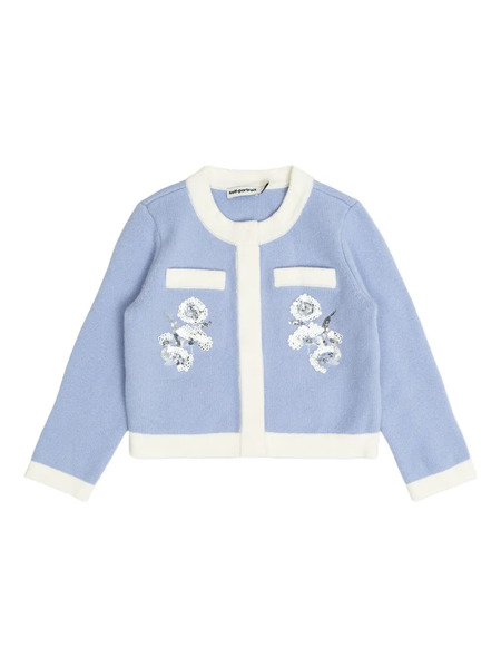  Self-portrait Kids Sequin-embellished Cardigan - Blue 