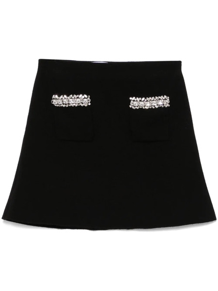  Self-portrait Knitted Embellished Mini Skirt - Black 