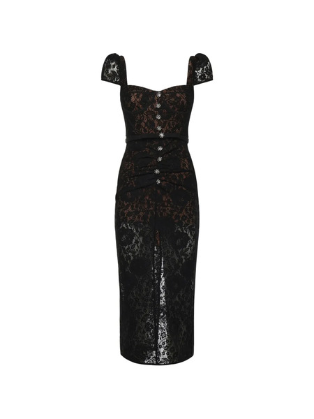  Self-portrait Lace Button Midi Dress - Black 