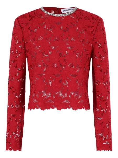  Self-portrait Lace-embellished Top - Red 