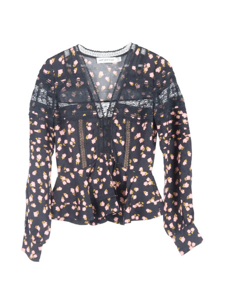  Self-portrait Lace Floral-print Top - Black 