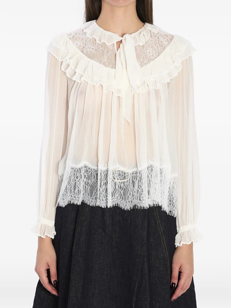  Self-portrait Lace Ruffled Top - White 