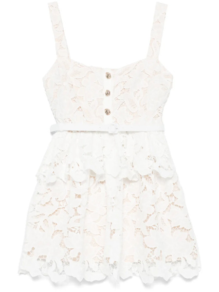  Self-portrait Lace Tiered Mini Dress - White 
