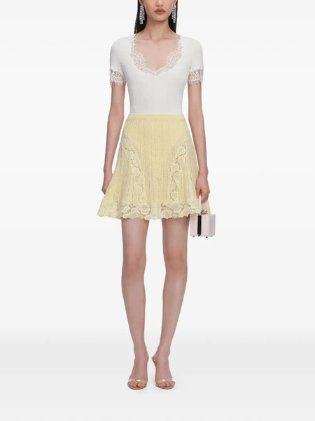  Self-portrait Lace Trim Mini Skirt - Yellow 