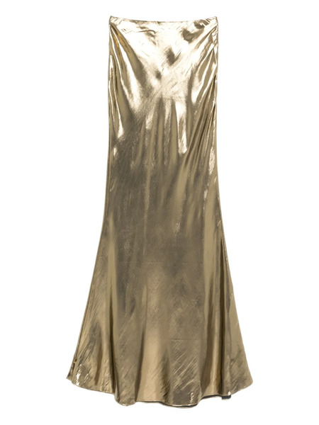  Self-portrait Metallic-effect Maxi Skirt - Gold 