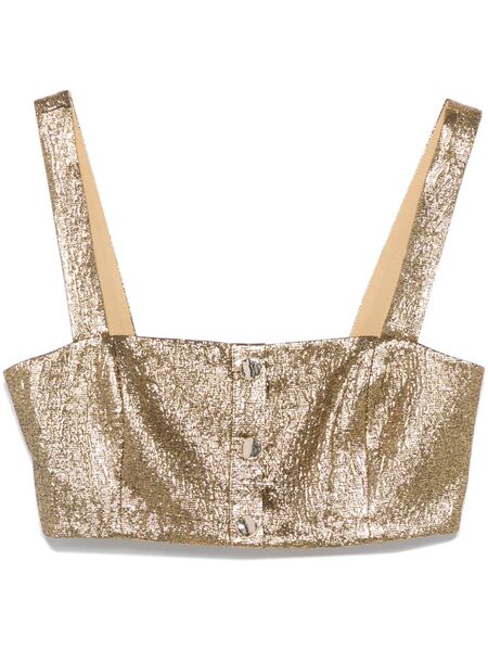  Self-portrait Metallic Jacquard Top - Gold 