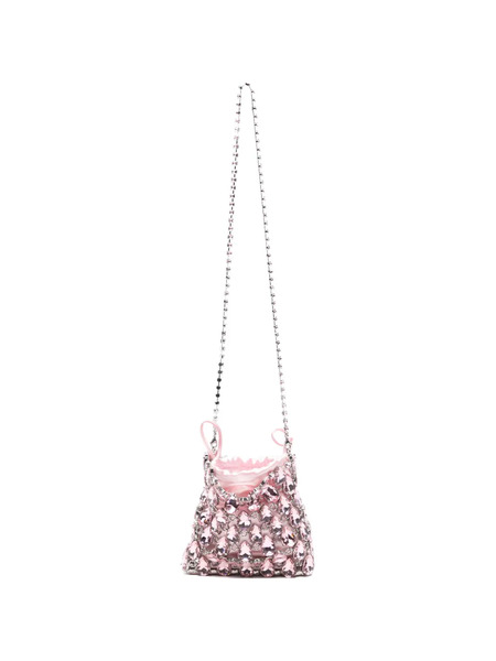  Self-portrait Mini Chainmail Embellished Shoulder Bag - Pink 