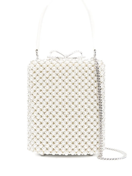  Self-portrait Mini Pearl-embellishment Tote Bag - White 