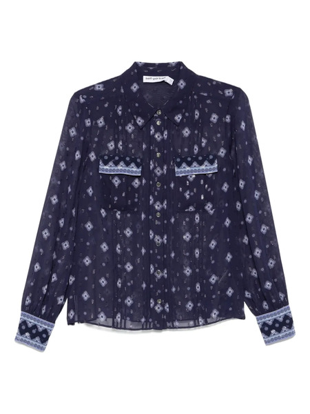  Self-portrait Patterned Chiffon Blouse - Blue 