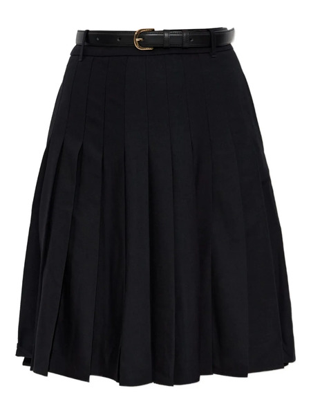  Self-portrait Pleated Belted Midi Skirt - Black 