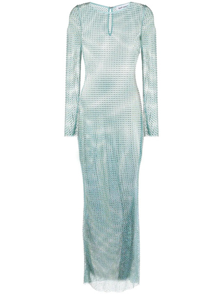  Self-portrait Rhinestone-embellished Fishnet Dress - Green 