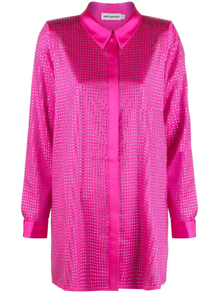  Self-portrait Rhinestone-embellished Long-sleeved Shirt - Pink 