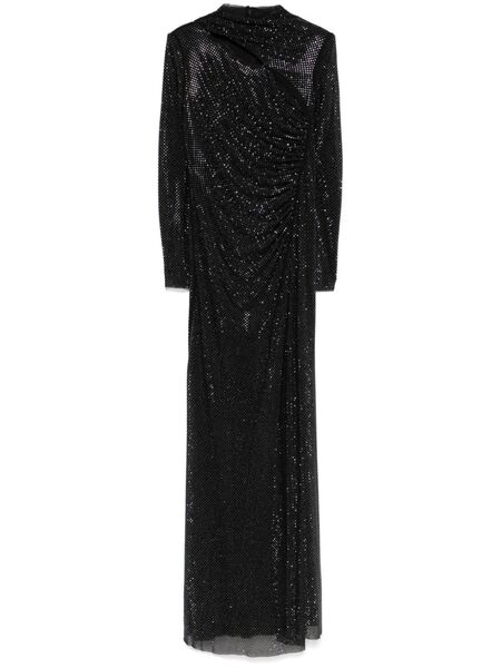  Self-portrait Rhinestone Mesh Maxi Dress - Black 