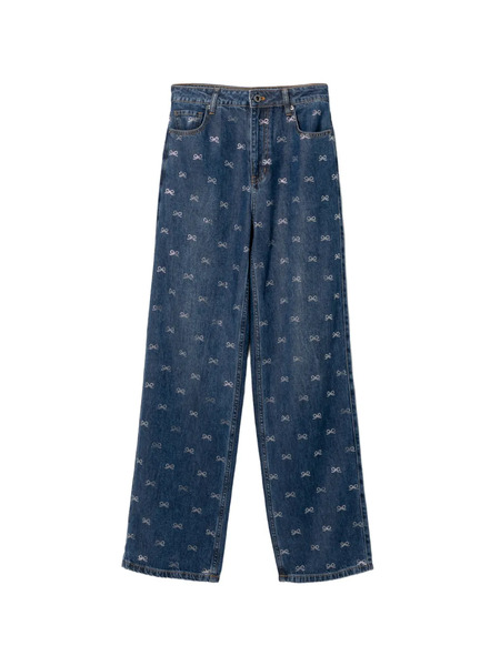  Self-portrait Ribbon-embellished Jeans - Blue 