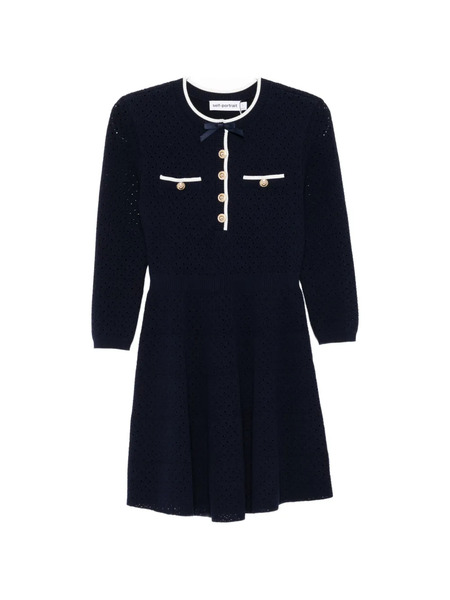  Self-portrait Ribbon-embellished Mini Dress - Blue 