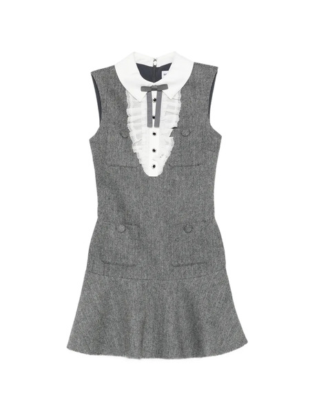  Self-portrait Ruffled Collared Mini Dress - Grey 