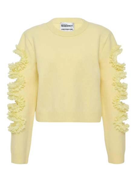  Self-portrait Ruffled-details Long-sleeve Sweater - Yellow 