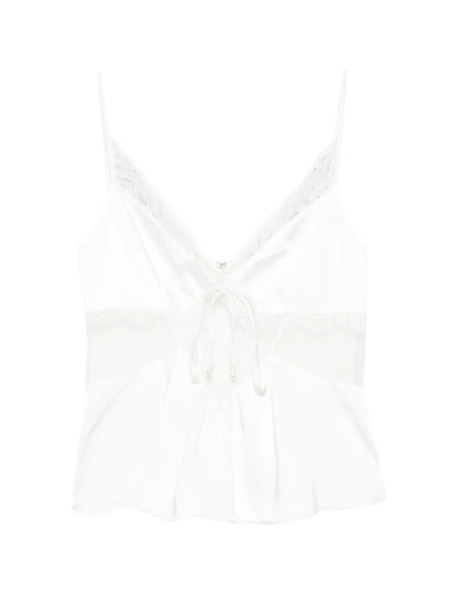  Self-portrait Satin Lace Top - White 