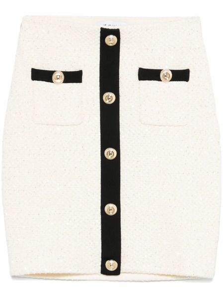  Self-portrait Sequin-embellished Knitted Mini Skirt - White 