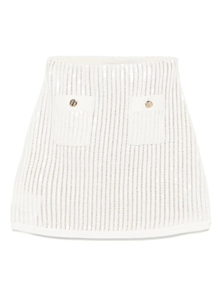  Self-portrait Sequined Crochet Mini Skirt - White 