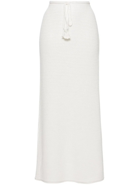  Self-portrait Sequinned Pointelle-knit Maxi Skirt - White 