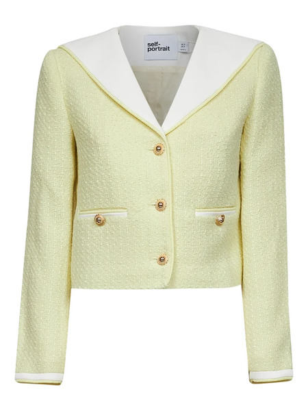  Self-portrait Single-breasted Bouclé Jacket - Yellow 