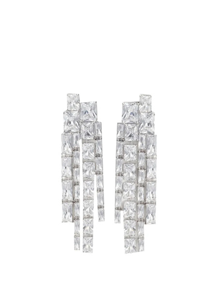  Self-portrait Square-crystal Dangle Earrings - Silver 